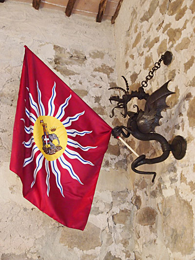 house dragon with flag